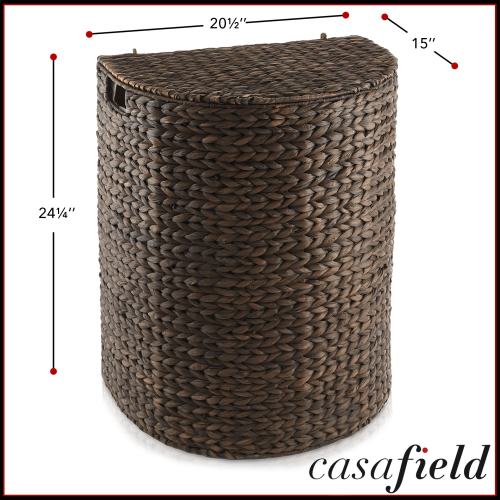 Half Moon Laundry Hamper Basket w Lid and Removable Liner for Clothes