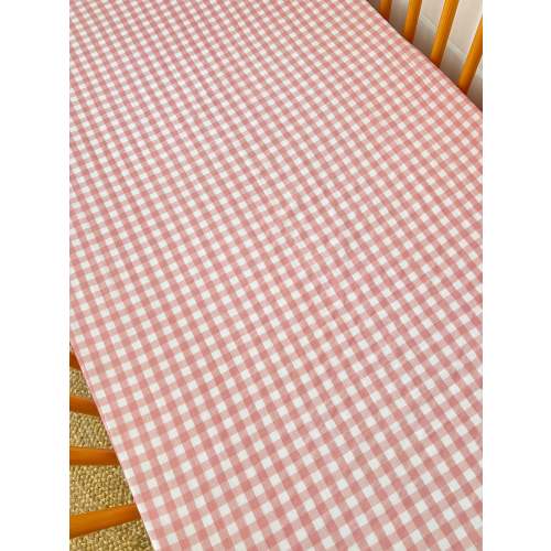 Pink Gingham / Organic Crib Sheet