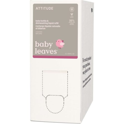 ATTITUDE Baby Bottle & Dish Soap, EWG Verified Bottle Cleaner, Fragrance Free & Dye Free, Removes Milk Residue & Grease, Vegan, Bulk Refill, Unscented, 67.6 Fl Oz