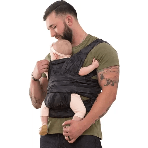 Boppy Baby Carrier—ComfyFit | Black Camo with Waist Pocket| Hybrid Wrap | 3 Carrying Positions, 0m+ 8-35lbs | Soft Yoga-Inspired Fabric with Integrated Storage Pouch