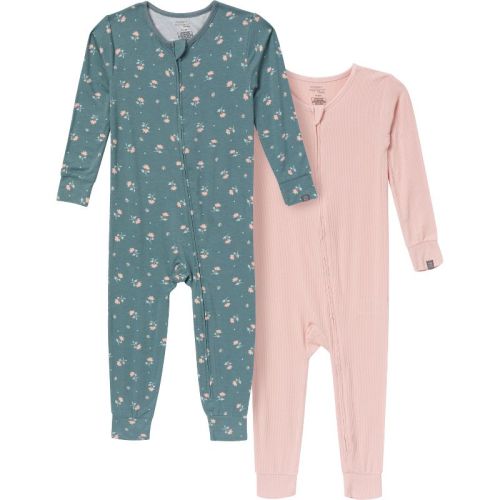 Modern Moments™ By Gerber Baby Girls' 2-pack Tight Fitting Footless Pajamas, Dark Teal Rose, 3-6 Months