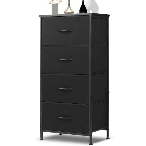 ACCVER Dresser for Bedroom 4 Storage Drawer, Fabric Closet Chests Organizer Tower with Wooden Top Metal Frame for Living Room Hallway Entryway