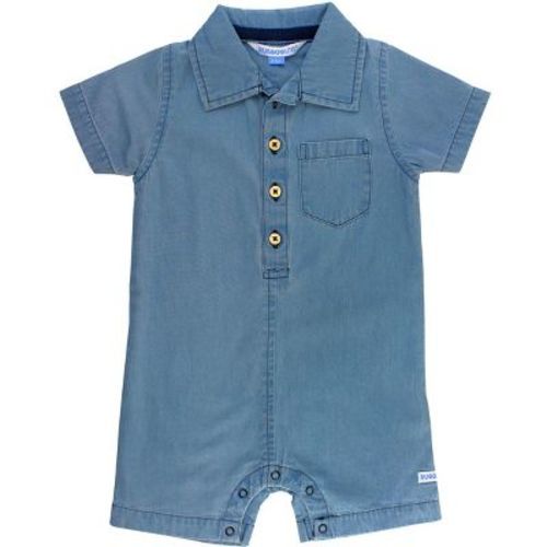 Ruggedbutts Boys' Button-up Romper - Light Wash Denim, Size: 18-24m