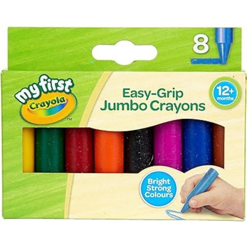 CRAYOLA MyFirst Jumbo Crayons - Assorted Colours (Pack of 8) | Easy-Grip Colouring Crayons Perfect for Toddlers Hands | Ideal for Kids Aged 12+ Months