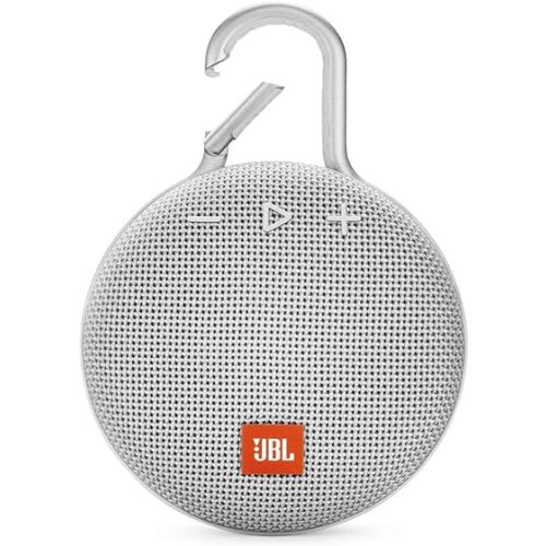 JBL Clip 3, Steel White - Waterproof, Durable & Portable Bluetooth Speaker - Up to 10 Hours of Play - Includes Noise-Cancelling Speakerphone & Wireless Streaming