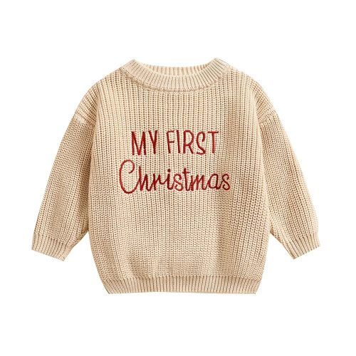 Baby Halloween Sweater Pumpkin Print Long Sleeve Crewneck Embroidery Knit Sweatshirt Toddler Fall Winter Pullover