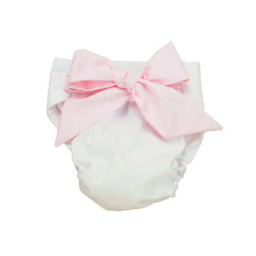 Baby Bow Bottom Bloomer - Worth Avenue White with Palm Beach Pink