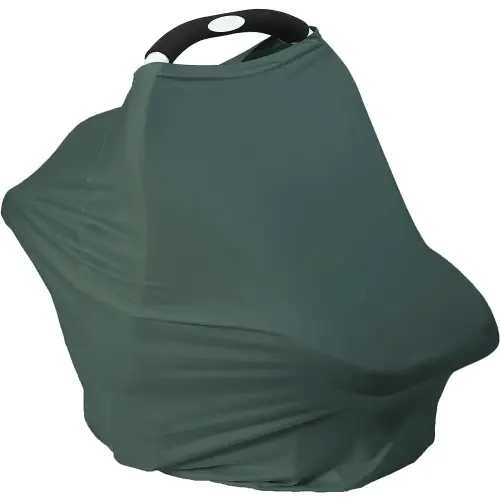 Breathable Car Seat Cover for Babies – Multi-Purpose Soft Rayon Nursing Cover for Breastfeeding, High Stretchy Infant Carseat Canopy, Stroller Cover (Roman Green)