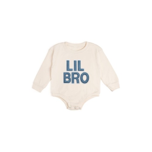 Lil Bro Embroidered Patch Long Sleeve Romper