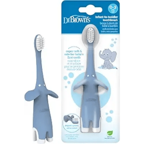 Dr. Brown's Infant-to-Toddler Toothbrush, Elephant, Blue, 0-3 Years