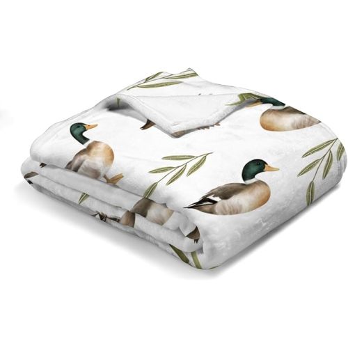 Vintage Mallard Duck Leaves Baby Blanket for Boy Girl Duck Hunting Flannel Soft Swaddle Blanket Wild Duck Receiving Blankets Warm Newborn Toddler Nursery Bed Crib Blanket Playmat Throw Blanket 30x40 - 30x40 Inch