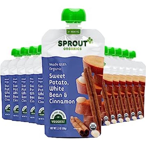 Sprout Organics, Sweet Potato, White Beans & Cinnamon, 6+ Month Pouches, 3.5 oz (12-count)