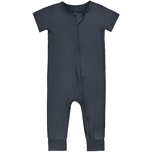 Aablexema Baby Romper Bamboo Rayon Short Sleeve Footless Pajamas 2 Way Zipper Summer Sleeper Jumpsuit Outfits 0-24 Months