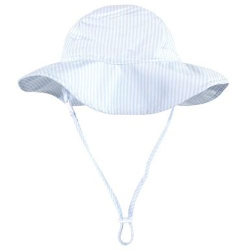Hudson Baby Infant and Toddler Boy Sun Protection Hat, Blue White Stripe, 6-18 Months