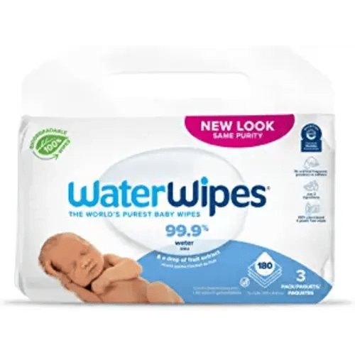 WaterWipes Biodegradable Original Baby Wipes, 99.9% Water Based Wipes, Unscented & Hypoallergenic for Sensitive Skin, 180 Count (3 packs), Packaging May Vary - 60 Count (Pack of 3)