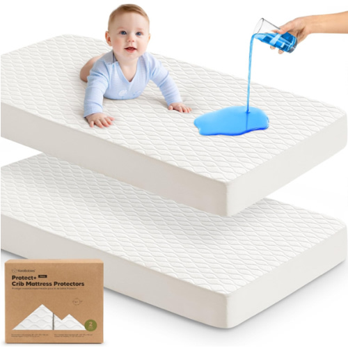 Amazon.com: 2-Pack Waterproof Crib Mattress Protector Cover Fitted - Quiet Baby Crib Mattress Pad Sheets, 52" x 28" Soft Quilted Cotton Baby Sheet, Machine Washable, Easy Fit, Durable (Soft White/Mavy) : Baby