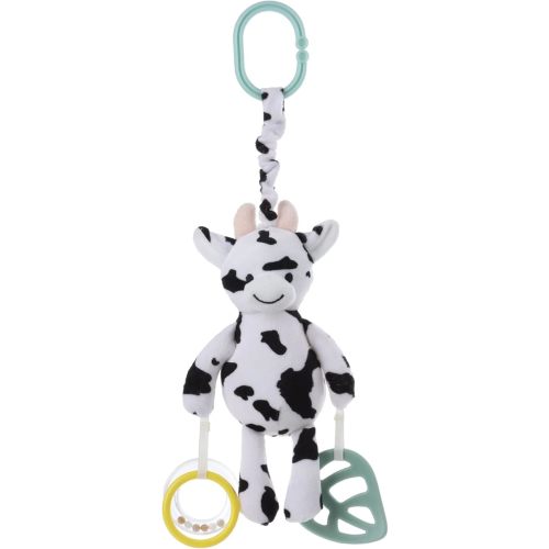 Apricot Lamb Baby Stroller or Car Seat Activity and Teething Toy, Features Plush Cow Character, Gentle Rattle Sound & Soft Teether, 8.5 Inches