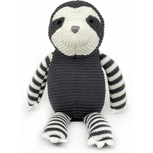 100% Organic Cotton Grey Sloth Plush, 7.1" Baby Stuffed Animal for Newborn