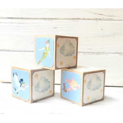 Peter Pan - Wood Blocks - Lost Boys - Nursery Room Decor - Neverland - Baby Boy Nursery - Shelf Decor - 2 Inch Blocks