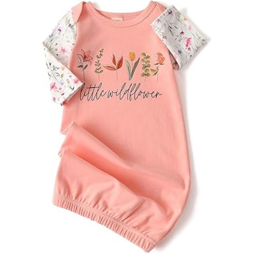 Little Sister Gown Newborn Baby Girl Coming Home Outfits Infant Flower Long Sleeve Shirts Clothes 0-6Months