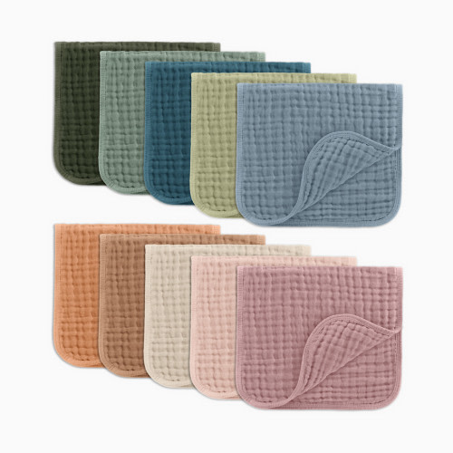 Comfy Cubs 6-Layer Muslin Burp Cloths Set (10 Pack) - Multicolor