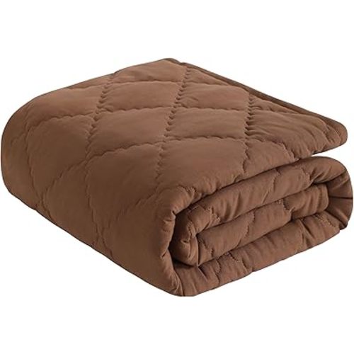 NTBAY Down Alternative Toddler Comforter, Lightweight and Warm Solid Color Baby Crib Quilted Blanket, 39x47 inches, Brown