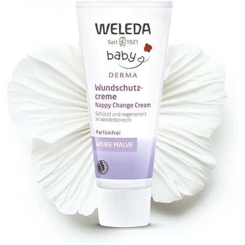 Weleda Baby White Mallow Diaper Care Cream, 1.7 Fluid Ounce, Fragrance Free Plant Rich Protection with White Mallow, Pansy, Sesame and Coconut Oils