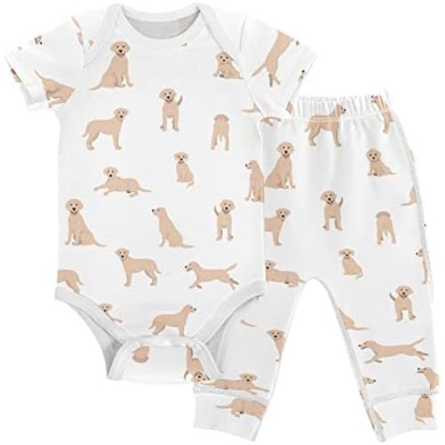 vvfelixl Baby Pants Sets Black Dachshund Long Haired Short Sleeve Baby Clothes for Boys Girls 0-24M