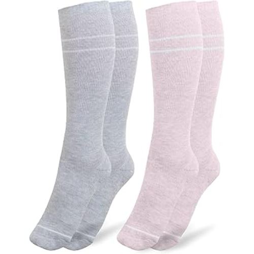 Premium Maternity Compression Socks (2-Pack) | Soft Pink & Grey Heather