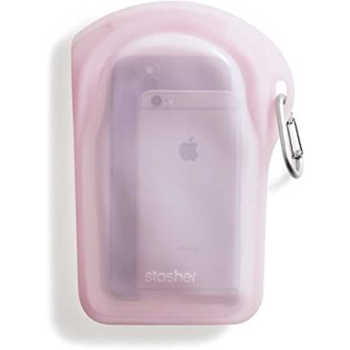 Stasher Silicone Reusable Storage Bag, Go Bag (Pink) | Food Meal Prep Storage Container | Lunch, Travel, Makeup, Gym Bag | Freezer, Oven, Microwave, Dishwasher Safe, Leakproof