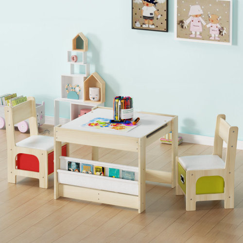 Zoomie Kids Kids Table And Chairs, Wooden Kids Table And Chair Set, Kids Table With Removable Blackboard, Toddler Table And Chairs With Storage Drawer, Kids Activity Table For Daycare, Classroom, Playroom & Reviews | Wayfair
