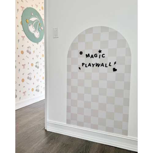 MEGA Checkered Magic Playwall - Arch Magnetic Wall Decal for Kids | Multifunctional Wall Decal Whiteboard Chalkboard Magnetic Canvas