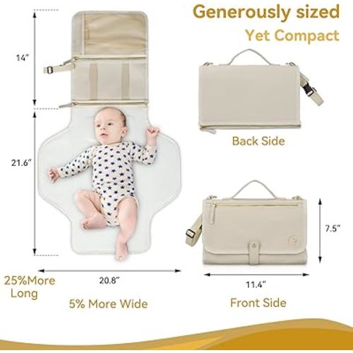 Portable Diaper Changing Pad. Portable Changing Pad for Diaper Bag. Travel Changing Pad. Newborn Essentials, Newborn Girls and Boys, Cream, 750 Count