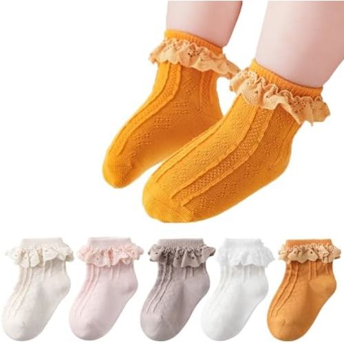 Toddler Socks Baby Girls Princess Ruffle Sock Little Girls Lace Flower Crew Socks