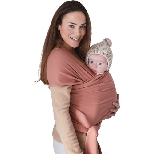mushie Baby Wrap Carrier | 100% Organic Cotton | Infant Sling for Newborn and Babies 8-35 lbs (Cedar)