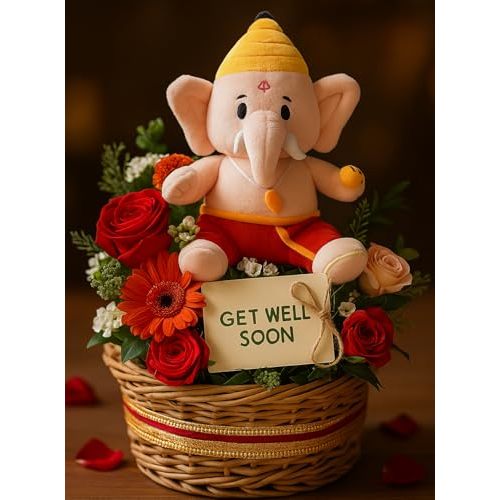 MODI TOYS Baby Ganesh (7 inch) Mantra Singing Plush Toy | Ideal for Newborns, Infants, Toddlers, Grandparents | Best for Diwali, Baby Shower, Birthday, Housewarming