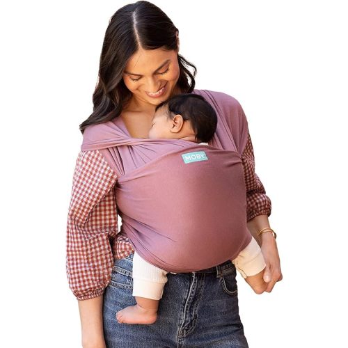 Moby Baby Wrap Carrier Evolution for Newborns to Toddlers (8-33lbs), Infant Sling Carrier, Lightweight & Hands Free Design, Adjustable for All Body Types, Baby Registry Gift (Terracotta)
