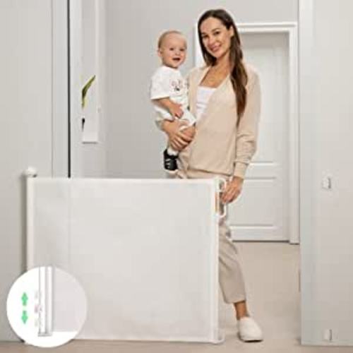 Retractable Baby Gate, Momcozy Mesh Baby Gate, 33" Tall,Extends up to 55" Wide, Child Safety Gate for Doorways, Stairs, Hallways, Indoor/Outdoor