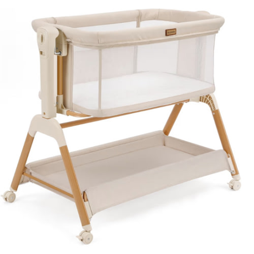 Ezebaby Baby Bassinet Bedside Sleeper: 3-in-1 Rocking Bassinet for Baby - Breathable Full-Mesh Crib with Mattress | 6 Height Adjustable | Portable Crib with Lockable Wheels for Newborns