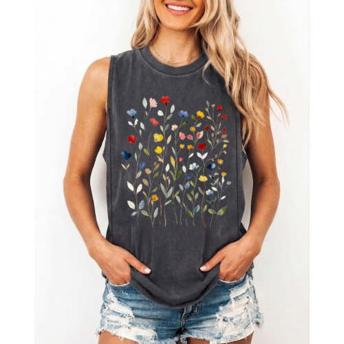 Vintage Pressed Flowers Nursing Tank Top