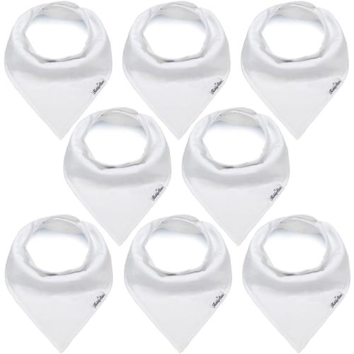 Bandana Bibs, Toddler Bibs, Drooling Bibs, Teething Bibs, Feeding Bibs, Newborn Bibs, Baby Bibs, Organic Cotton - Whitish(8 Pack)