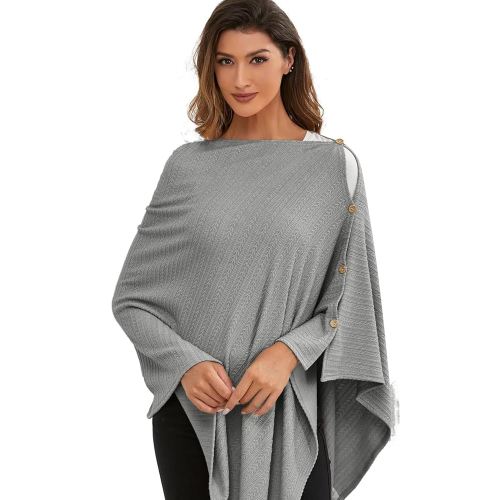 Nursing Cover for Baby Breastfeeding, Knit Breastfeeding Cover, Warm Cozy Swaddle, Breathable and Soft, Wide Neck with Stretch for Easy View (Grey)