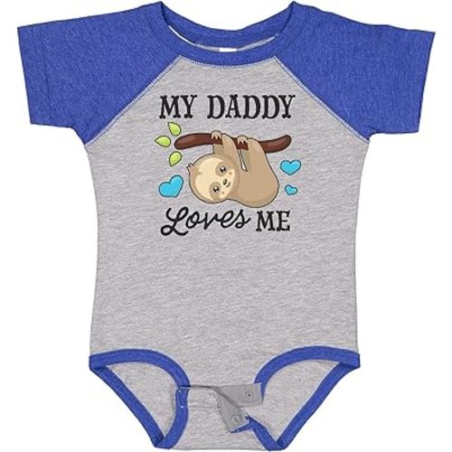 inktastic My Daddy Loves Me with Sloth and Hearts Baby Bodysuit