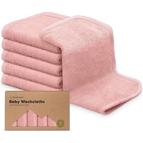 6-Pack Baby Washcloths - Soft Viscose Derived from Bamboo Washcloth, Baby Wash Cloths, Baby Wash Cloth for Newborn, Kids, Bath Baby Towels, Face Towel, Face Cloths for Washing Face(Rosy)