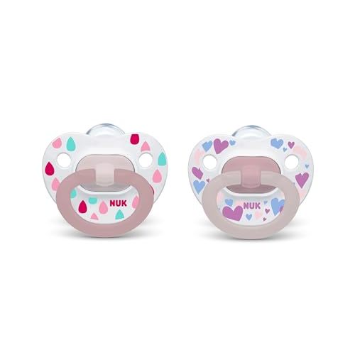 NUK | Orthodontic Pacifiers | Pink-Powder Pink | 6-18 Months | Best Pacifier for Breastfed Babies | BPA Free | Shaped to Soothe Just Like Mom | 2-Pack