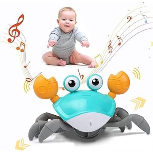 Crab Toys for Babies - Tummy Time Toy with Intelligent Sensor Crawl Music & Lights Infant Toy for 6-12 12-18 Months,1st Birthday Gifts, Toddler Toys for 1 2 Year Old Boy Girl