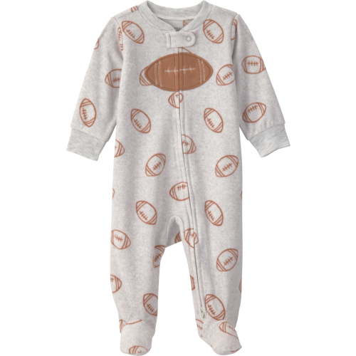Footed Sleeper Onesie (Football Print) (3-6 Months)