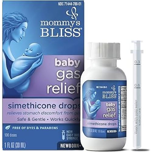 Mommy's Bliss Gas Relief Drops Bottle, Simethicone Drops for Infants, Relieves Stomach Discomfort, Safe & Gentle, Ginger Flavor, 1 Fl Oz (Pack of 1)