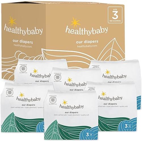 Our Diapers | The First EWG Verified & Microbiome-Friendly Diaper | 12-Hour Leak Protection | Made with Organic Cotton & Plant-Derived Materials | Totally Chlorine Free | Size 3 (16-28 lbs) 168 Count