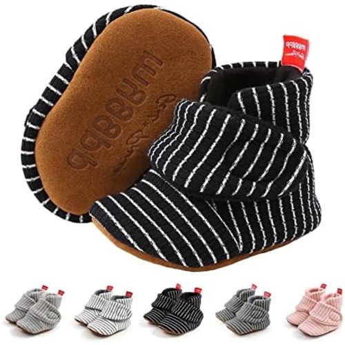 Baby Fleece Booties Newborn Warm Slippers Cozy Winter Boots Sock Shoes Infant Crib Bootie with Non Skid Bottom 0-18Month